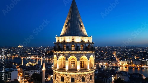 Wallpaper Mural Galata Tower at Night - A Stunning View of Istanbuls Skyline. Torontodigital.ca