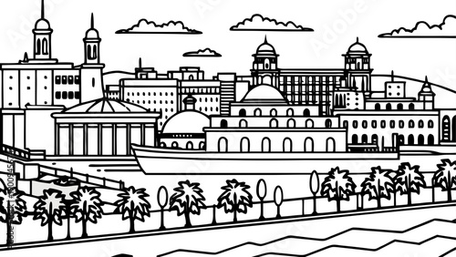 Very beautiful waterfront view of Algiers from the Admiralty, featuring Mediterranean coastline, historic port buildings, and the elegant urban rhythm of Algeria’s capital city.