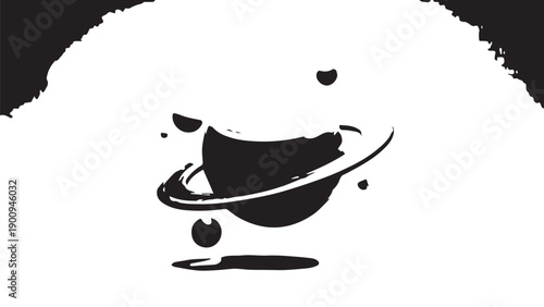 Minimalist high-contrast illustration of a panda's face in black and white.