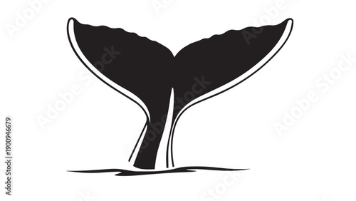 Whale tail surfacing from ocean water in a tranquil marine moment.