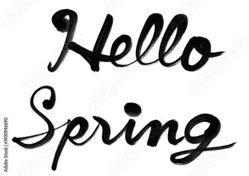 Hello Spring 手書きの筆文字