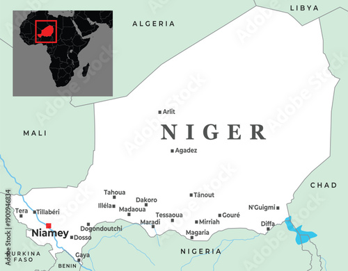 Political map of Nigeria showing major cities borders and regional context within Africa