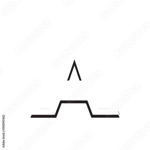 Minimalist geometric line icon featuring a central stepped motif and flat base.