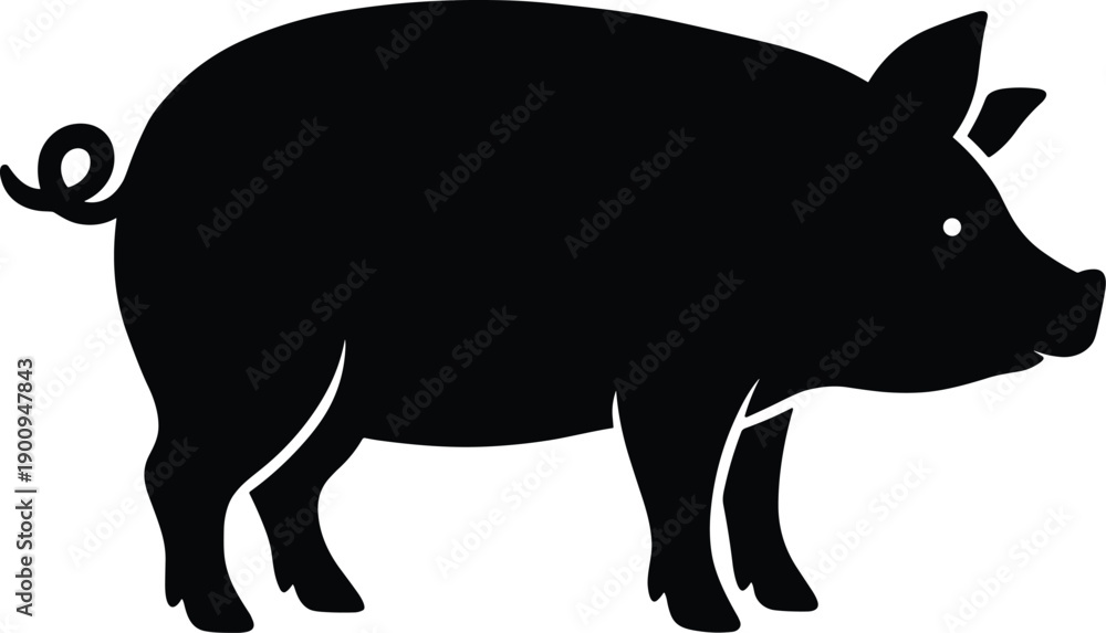 Fototapeta premium Pig Silhouette Isolated on Transparent Background