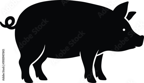 Pig Silhouette Isolated on Transparent Background