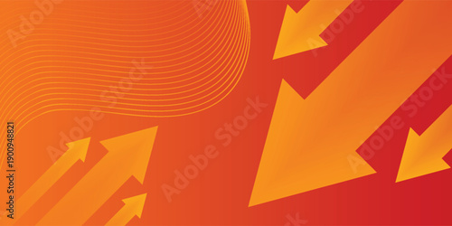 Modern orange creative economy investment report chart arrow up illustration background