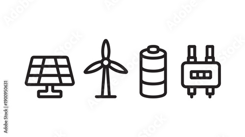 Vector Illustration Of Renewable Energy Icons For Sustainable Technology And Eco Friendly Concepts