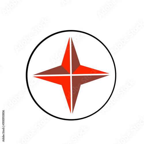 red flat illustration compass icon. 