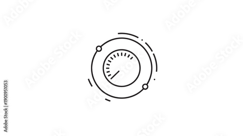 Vector Illustration Of Circular Speedometer With Moving Needle For Business And Technology Concepts