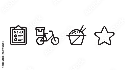 Vector Illustration Of Food Delivery Icons For Restaurant And Service Concept