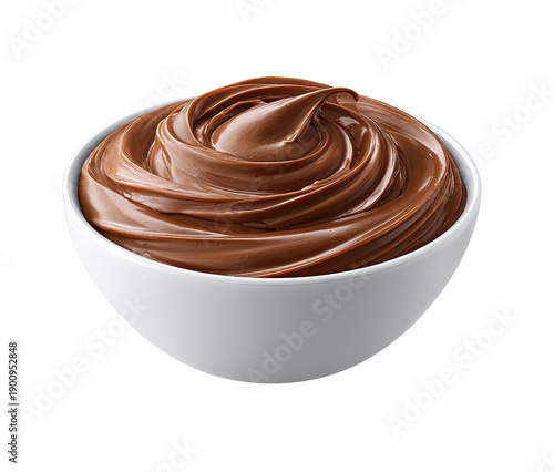 Chocolate Spread Swirl in Bowl Isolated on Transparent Background