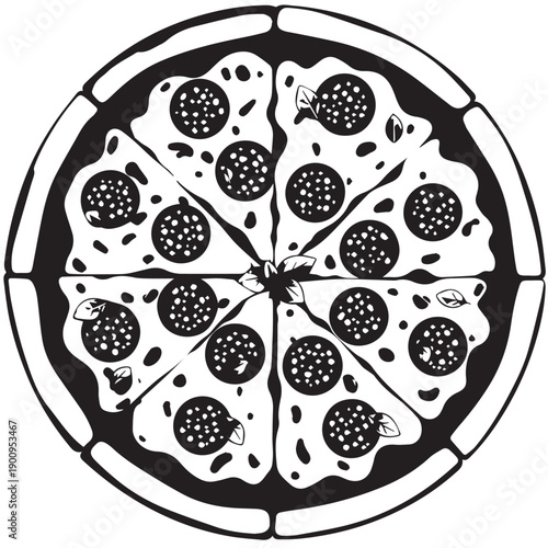 Circular pepperoni pizza showcased with melted cheese and golden crust.