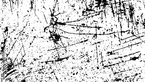Heavy grunge texture overlay. Black and white distressed scratched background.
