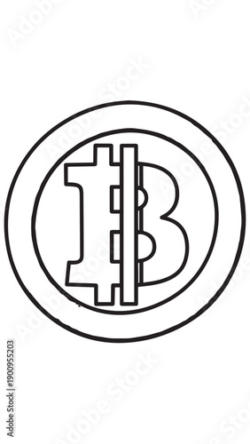 Circular cryptocurrency symbol emblem with bold ring and monochrome lines.