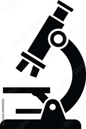 Black silhouette of a scientific microscope on a white background science laboratory research