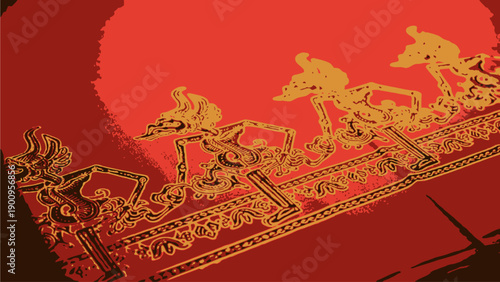 Ancient gold horse racing pattern vector illustration