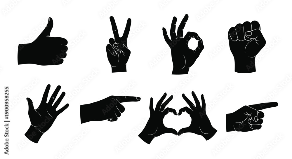 Fototapeta premium Set of Hand Gesture Icons