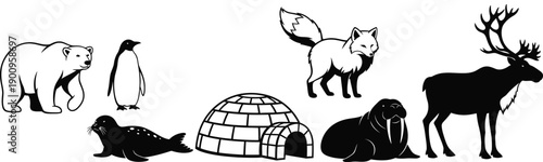 Set of Arctic Animals Icons