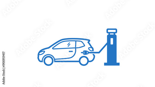 Electric Car Charging at Station.