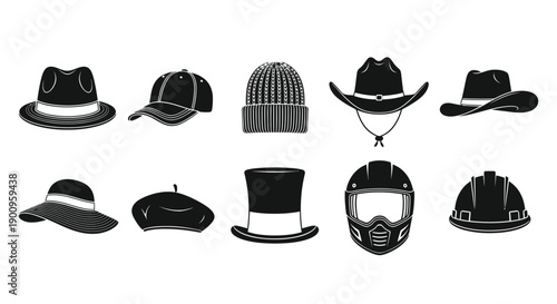 Set of Hats and Headwear Icons