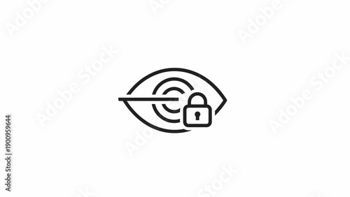Eye with padlock and target icon.