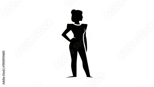 Female Silhouette Standing in Elegant Pose.