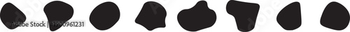 Blob shape organic set. Collection from abstract forms for design and paint. Black organic shapes Isolated on a Transparent background. Water splotches, liquid ink spots vector

