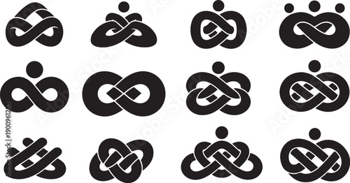 Infographic of various infinity loop people connection symbols