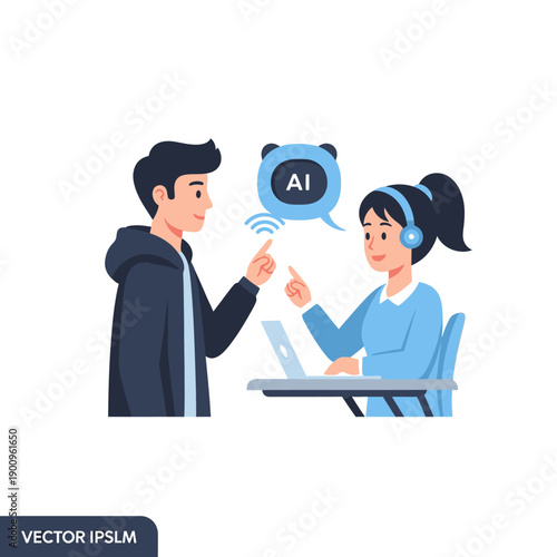 Students Interacting with AI Technology for Learning and Collaboration.