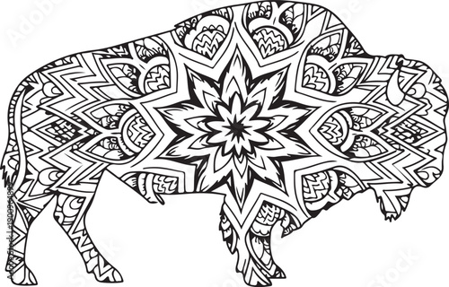 Bison Mandala Design Silhouette Vector Illustration Art