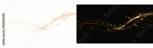 Canvastavla Wave, luxury, brilliant, shine, light, twirl, background with golden twirl of en
