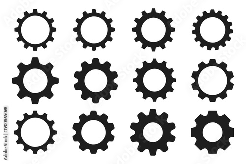 Gear setting icon set or Cog wheel symbol concept of mechanism, Progress, engineering or construction signs vector stock illustration