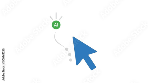 Blue computer mouse cursor clicking AI.