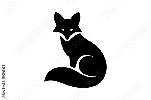 A minimalist black fox silhouette icon on a white background