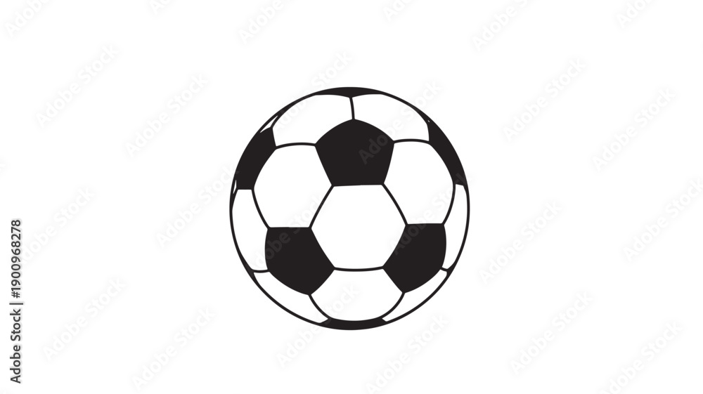 Fototapeta premium Soccer ball classic black and white icon isolated on white background, simple flat style football symbol for sport logo, app, web, sticker, print featuring sports, pictogram, sign with emblem and