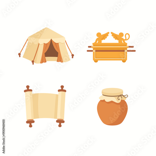 Historical artifacts icon set