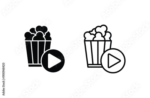 cinema icon watch movie with popcorn icon vector sign for web design