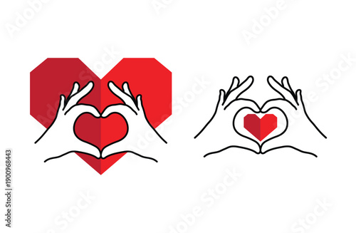 Hand with heart  icon vector logo love symbol happy valentine's day greeting card icon 14 february