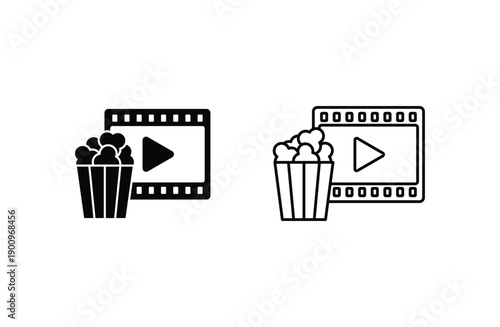 cinema icon watch movie with popcorn icon vector sign for web design