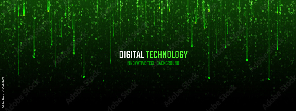 custom made wallpaper toronto digitalFuturistic binary streams cascade through dark interface with glowing digits, creating cyberpunk aesthetic for software development and electronic data visualization artwork.