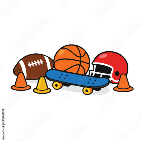 Sports equipment and toys collection for kids