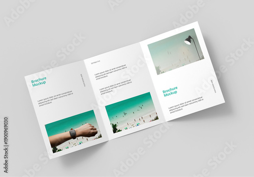 Open Tri-Fold Brochure Mockup PSD
