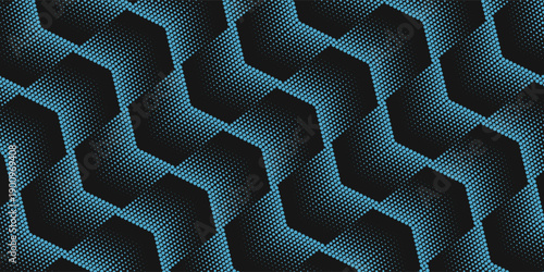 Seamless halftone hexagon shape dot pattern vector, Geometric Halftone Abstract pattern for Fabric and textile printing, sport jersey texture, wrapping paper, backdrops and packaging