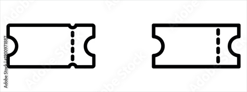 Two blank ticket stubs with perforated edges vector illustration.