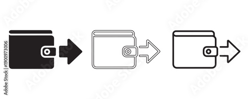 Digital Wallet Transaction: Three graphic representations of a wallet illustrate the concept of a financial transaction, featuring an arrow to indicate money transfer and digital transactions