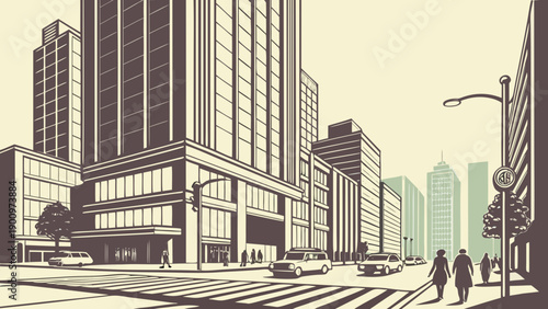 Gangnam District Urban Vector Illustration