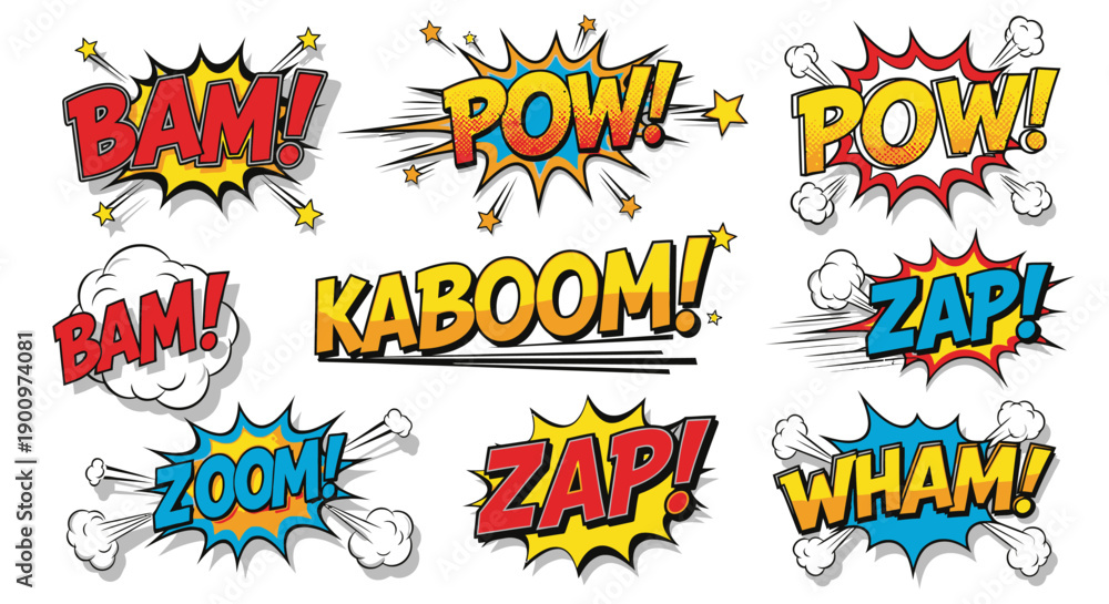 Naklejka premium comic book explosion words