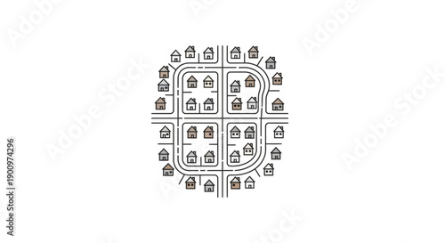 Black and white neighborhood street map.