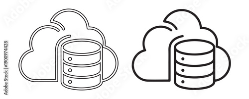 Cloud Database: A clean, minimalist design showcasing a cloud icon intertwined with a data storage unit, symbolizing secure and accessible data management.