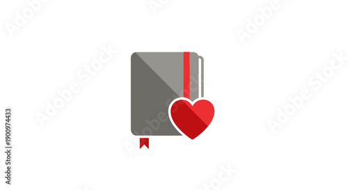 Book with a red heart symbol.